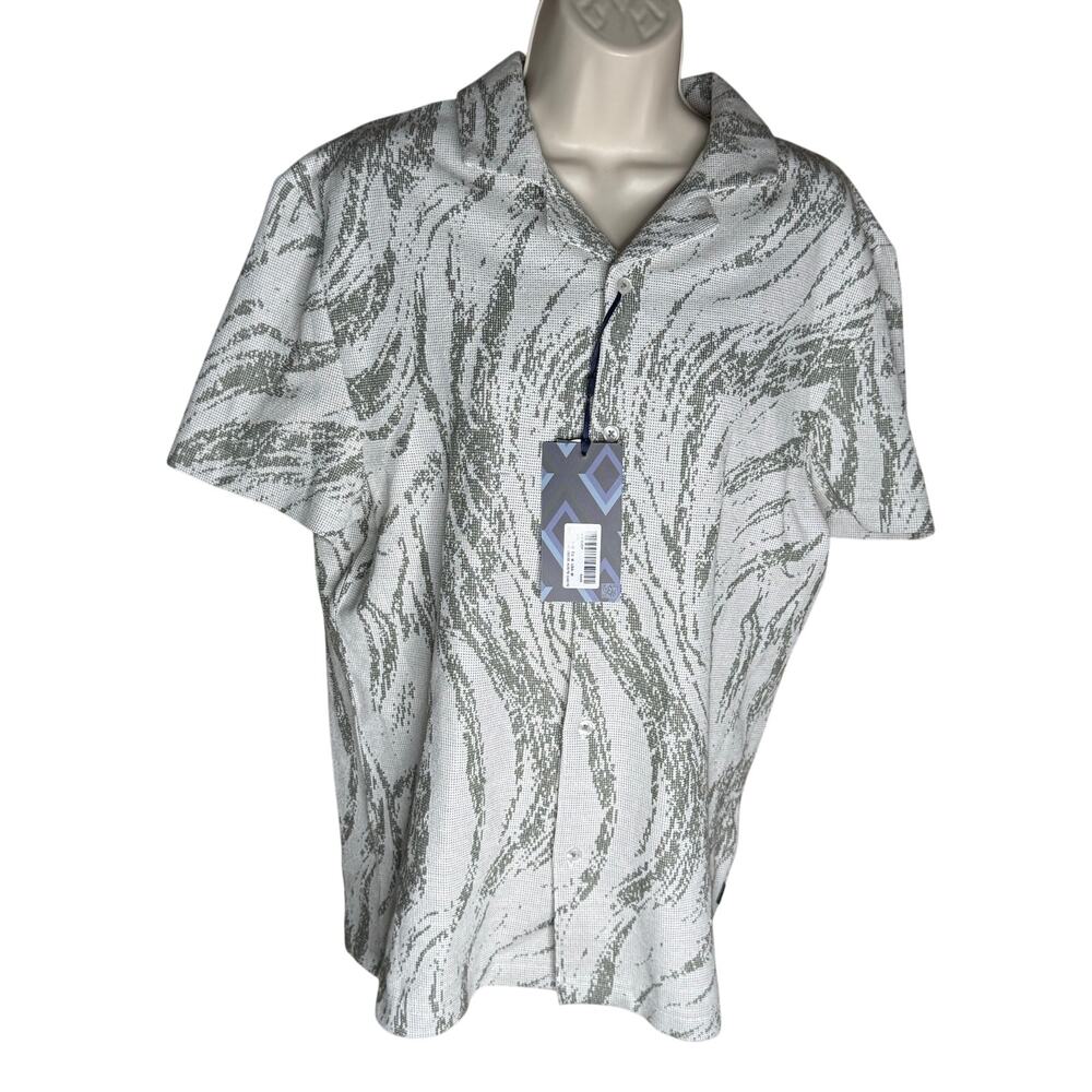 Steel & Jelly Mens Pinner Wave Effect Short Sleeve Button Up Shirt M NWT